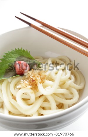 Japanese cuisine, Udon noodles with Ume and Oba for summer menu