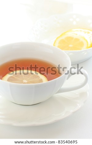 Lemon tea with flower set for tea break