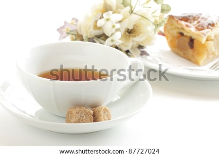English tea with brown sugar and apple pie for afternoon tea