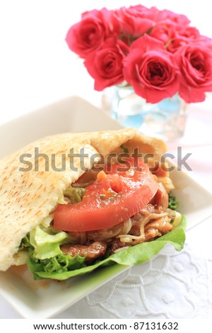 Arabic cuisine,, Pita bread with chicken and vegetable
