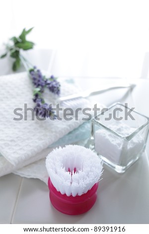 Cleaning brush and soda for house keeping image