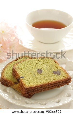 Japanese confectionery, Green tea Macha cake and tea