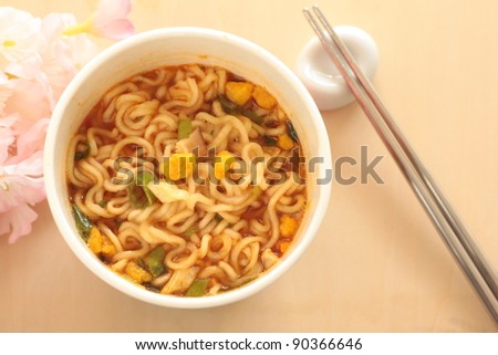 korean food, instant spicy noodles