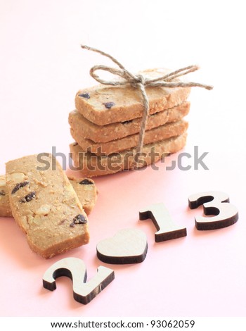 Home bakery cookies and number block for 2013 background image