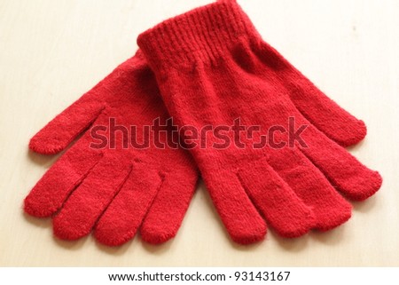 Red knit gloves for winter image