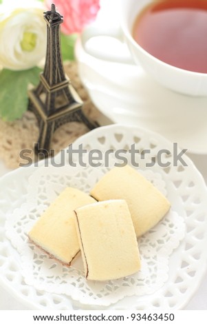 White cookie and English tea for tea time image