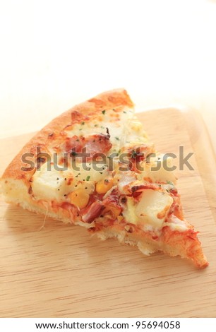 Italian cuisine, potato and bacon pizza