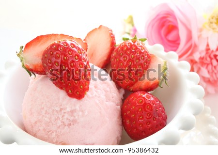 Strawberry ice cream  with freshness berries from japan