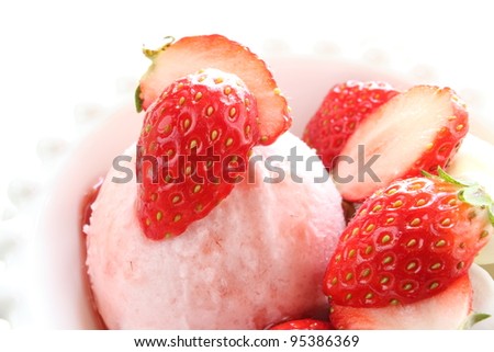 Strawberry ice cream  with freshness berries from japan