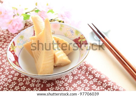 Japanese cuisine, simmered bamboo sprout for spring food image