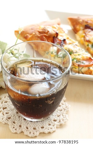 Cola with pizza for fast food image