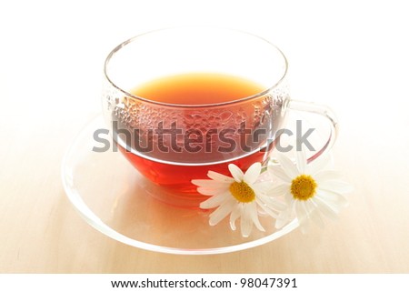 English tea and daisy with copy space