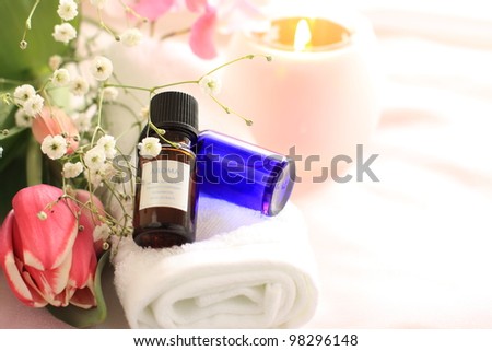 Aroma oil and candle for aromatherapy image