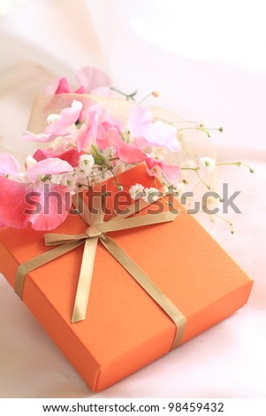 Elegant gift box and flower for holiday present image