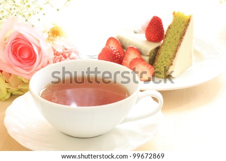 English tea with Green tea Cake for afternoon tea image