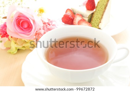 English tea with Green tea Cake for afternoon tea image