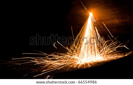 Sparks from welding of metal