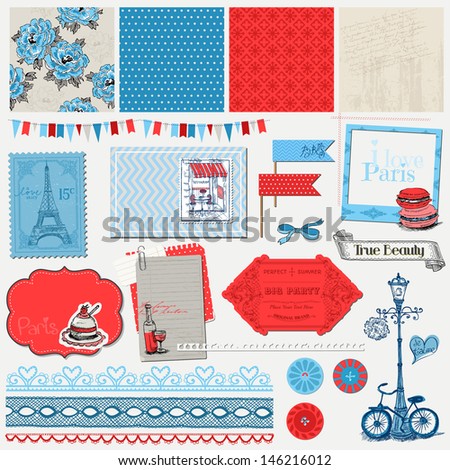 Scrapbook Design Elements Paris Vintage Set in vector Scrapbook Design Elements Paris Vintage Set in vector