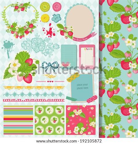 Scrapbook Design Elements Strawberry Shabby Chic Theme in vector Scrapbook Design Elements Strawberry Shabby Chic Theme in vector