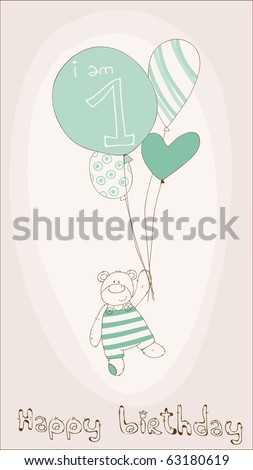 Baby Boy Birthday Invitation Card Stock Vector 63180619