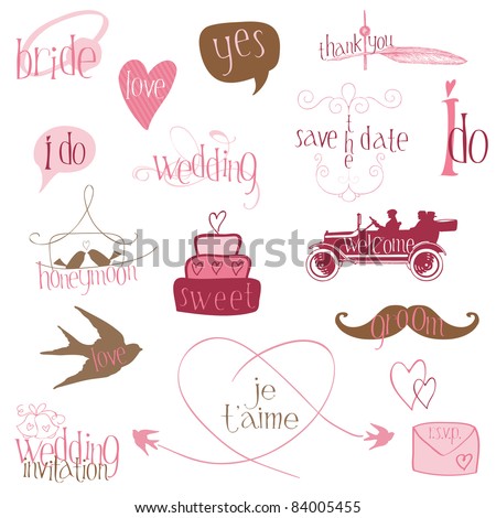 stock vector Romantic Wedding Design Elements for invitation scrapbook 