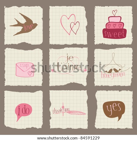 stock vector Paper Love and Wedding Design Elements for invitation 