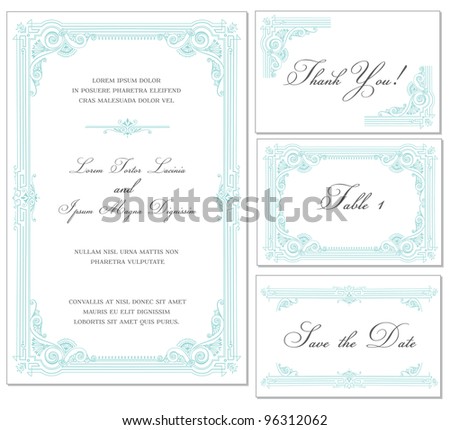 stock vector Vector Vintage Wedding Frame Set for invitations or 
