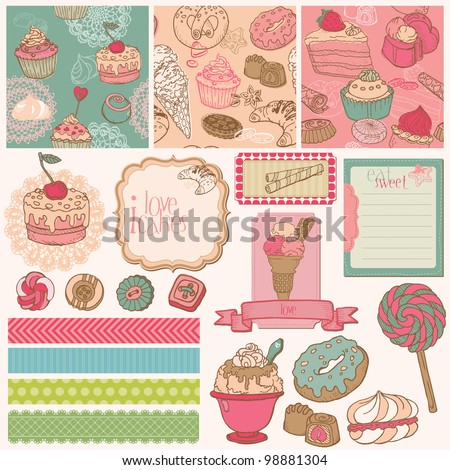 Scrapbook Design Elements - Cakes, Sweets and Desserts - in vector