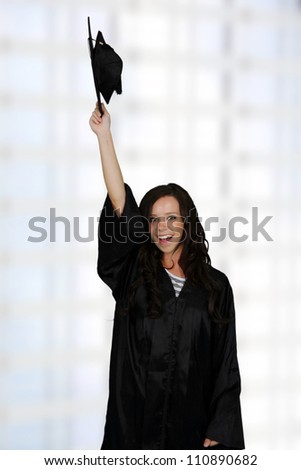 Graduation of a woman dressed in a black gown