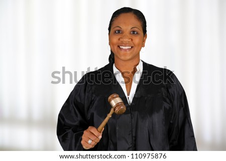 Woman judge standing up in the court room