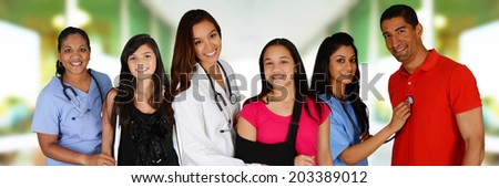 Group of doctors and nurses set in a hospital