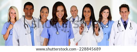 Group of doctors and nurses set in a hospital