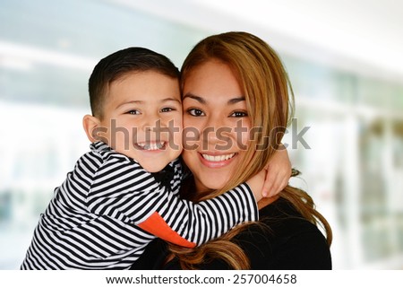 Mother and son who are playing together