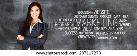 Woman who is doing marketing work for a business
