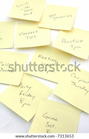 Yellow notes set to remind someone of tasks to do