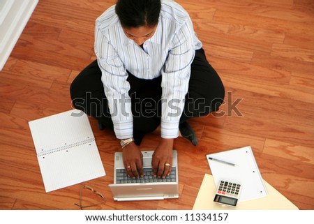 Minority woman working from home