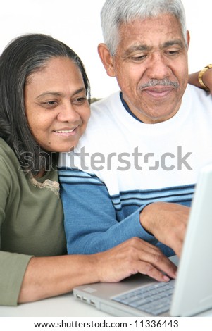 Minority couple set against a white background