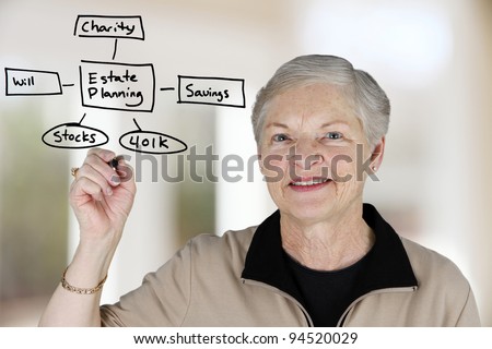 A senior woman planning out her estate