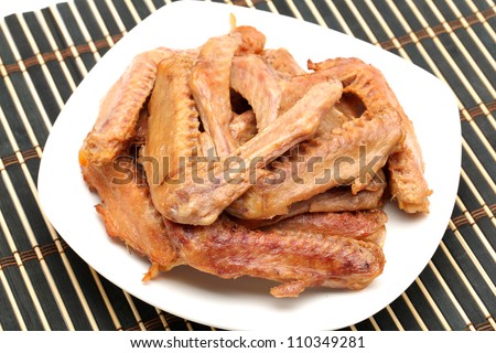 Chinese Braised Duck Wings On White Background