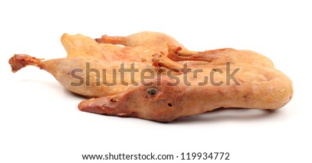Smoked duck on white background