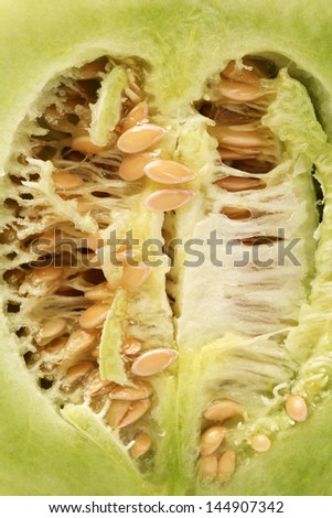 Close-up of a muskmelon on the inside