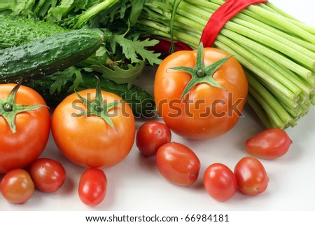 low-calorie vegetables on white background
