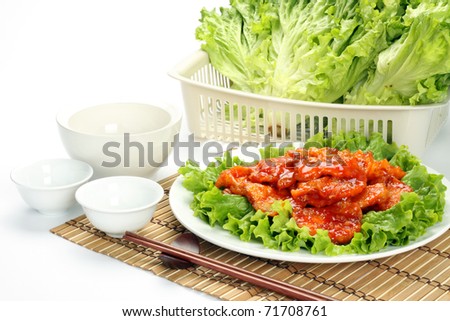 Pot packages of meat on a white background.