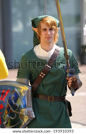 DUSSELDORF, GERMANY - MAY 17th: unknown young male dressed as an elf taking part in th cos-play contest on the 13th Japan Celebration Day - MAY 17th, 2014 in Dusseldorf, Germany.