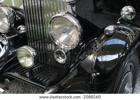front view of a beautiful polished vintage car
