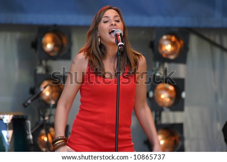 Melanie Blatt of the famous girl group All Saints singing live on stage