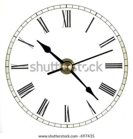 Full clock face isolated over white