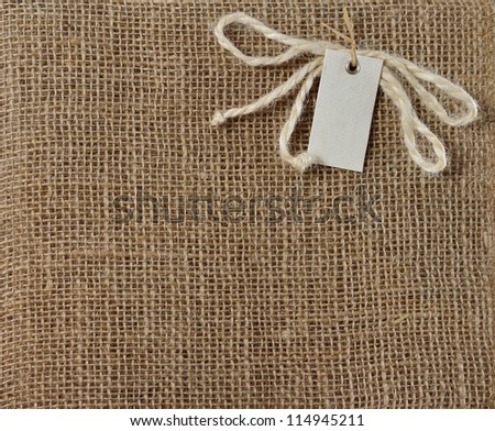 Brown Fabric Burlap Texture for the background with label for text