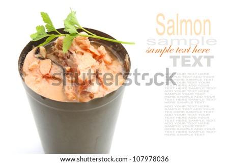 Pink Salmon Tin Food isolated on white background