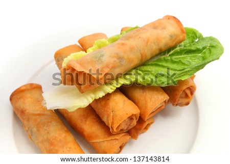 Spring rolls isolated on white